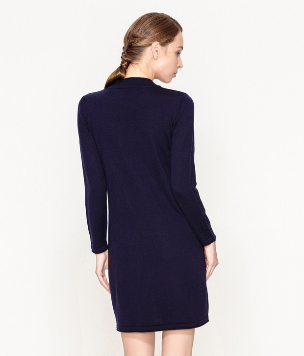 YINER音儿 冬季新款 优雅条纹修身显瘦毛织衫连衣裙85806633