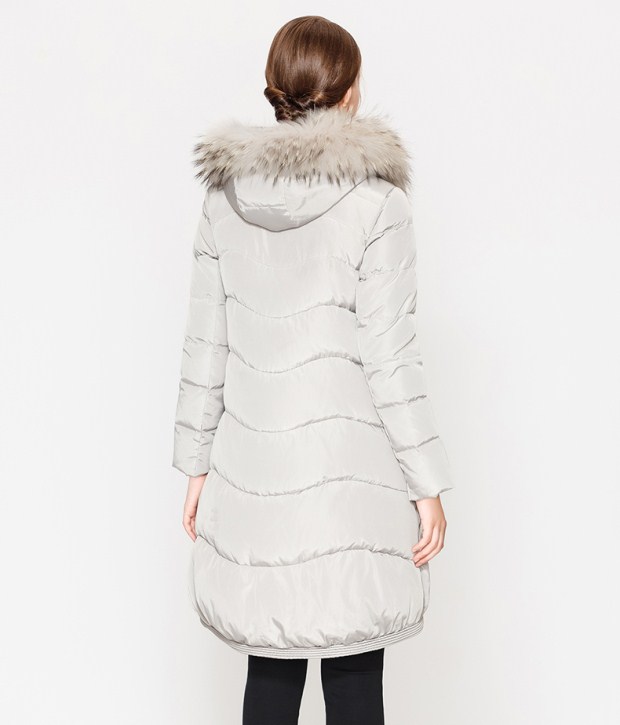 YINER音儿冬季新款 时尚貉子毛领斗篷型中长款羽绒服85808987