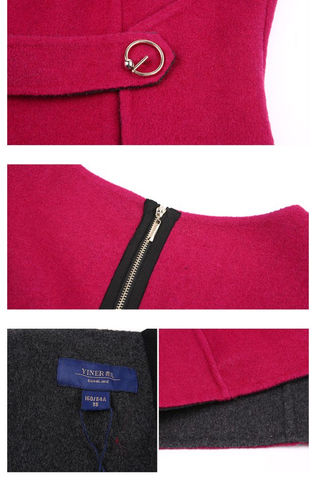 YINER音儿 冬季新款 优雅羊毛呢子无袖修身A字连衣裙85805787