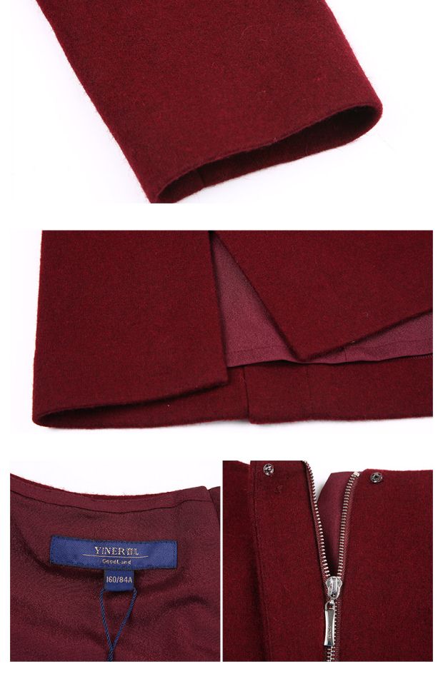 YINER音儿 冬季新款 优雅复古风纯色长袖直筒连衣裙85805857