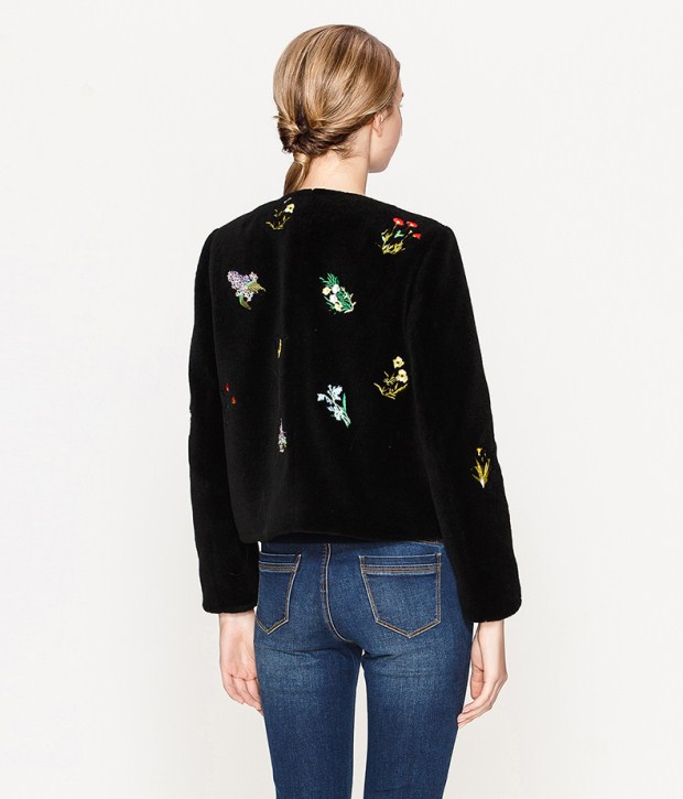 YINER音儿 冬季新款 时尚卡通印花羊毛修身外套女86311040