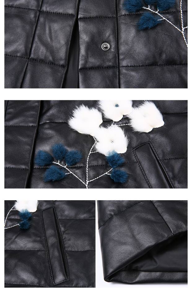 YINER音儿冬季新款 奢华狐狸毛领中长绵羊皮羽绒服86519020