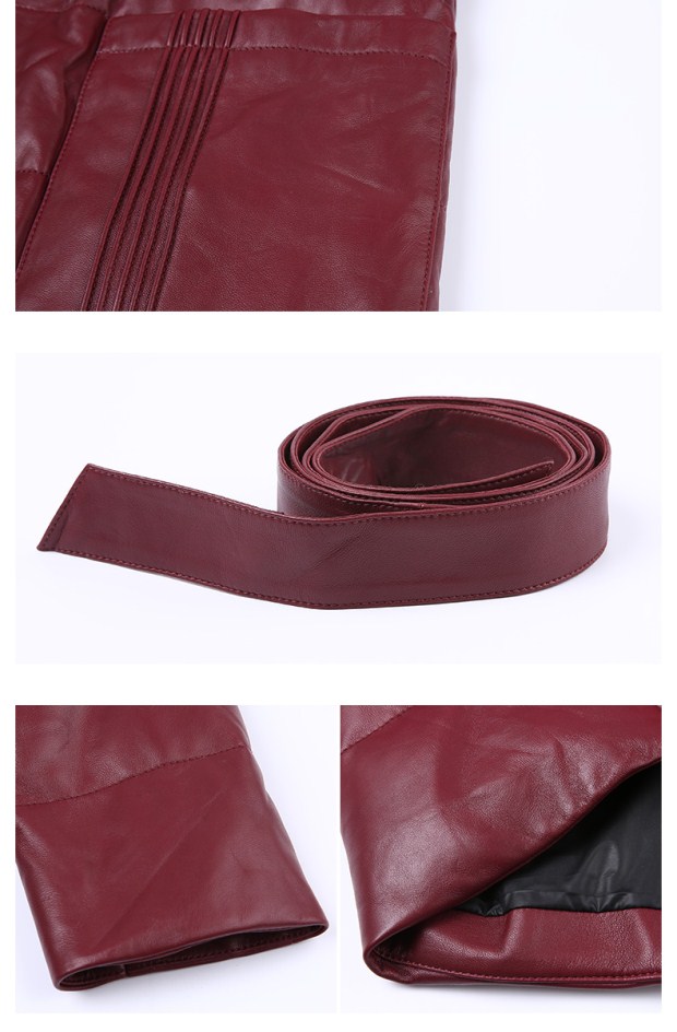 YINER音儿 冬季新款 高端绵羊真皮连帽修身皮羽绒服86319920