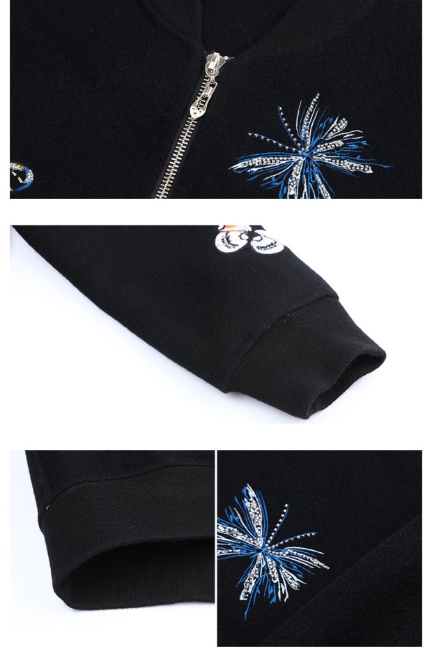 YINER音儿 冬季新款 精致绣花短款100%羊毛气质外套86510296