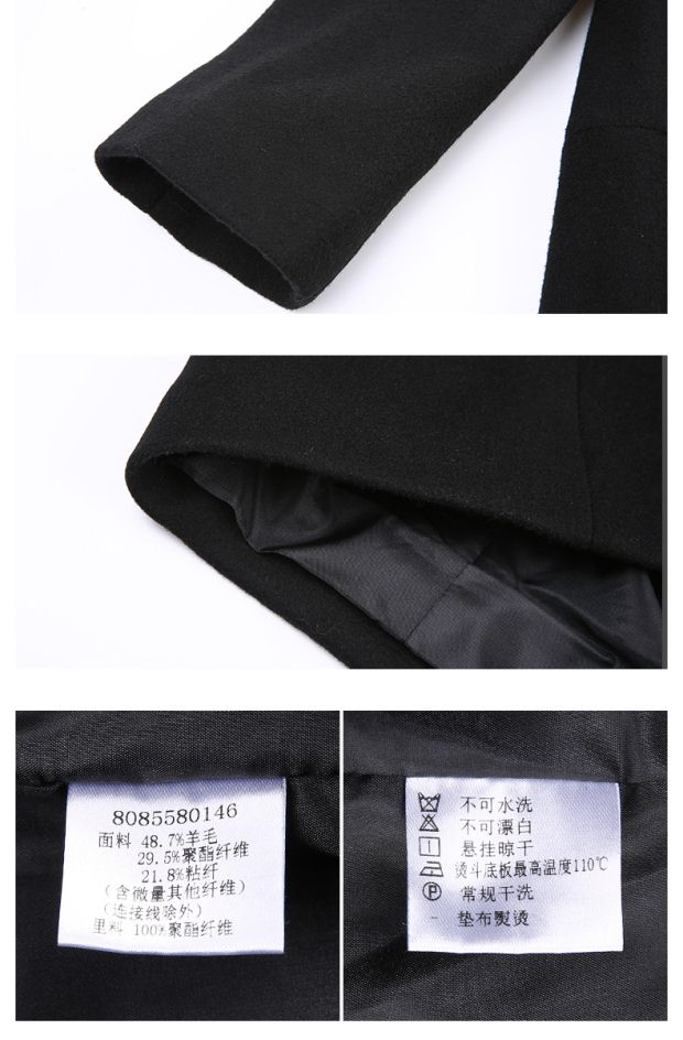 YINER音儿冬装新款 中长款茧型连帽羊毛呢子大衣外套85580146