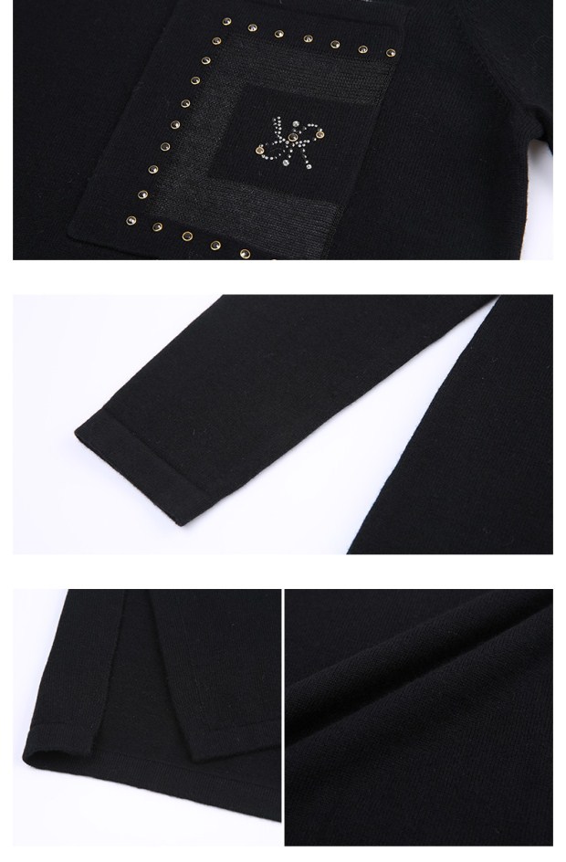 YINER音儿2017春装新款 时尚logo贴布口袋拼接修身连衣裙86806121