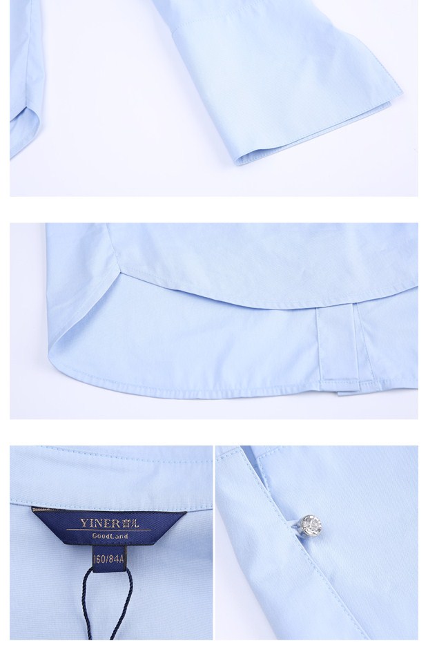 YINER音儿 2017春季新款 浅蓝色心形印花OL百搭衬衫女8C57130030