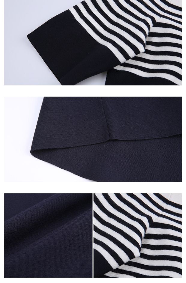 YINER音儿 2017春季新款 时尚条纹拼接短袖针织连衣裙86806071