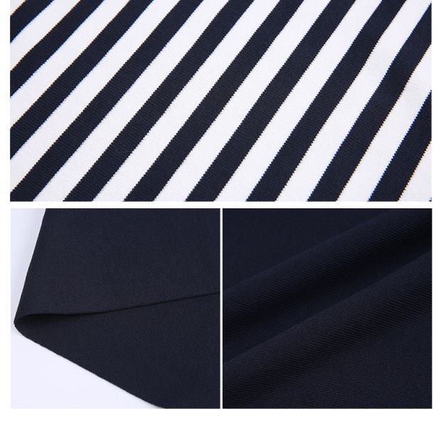 YINER音儿2017春季新款 时尚竖条纹撞色拼接针织连衣裙8C57106010