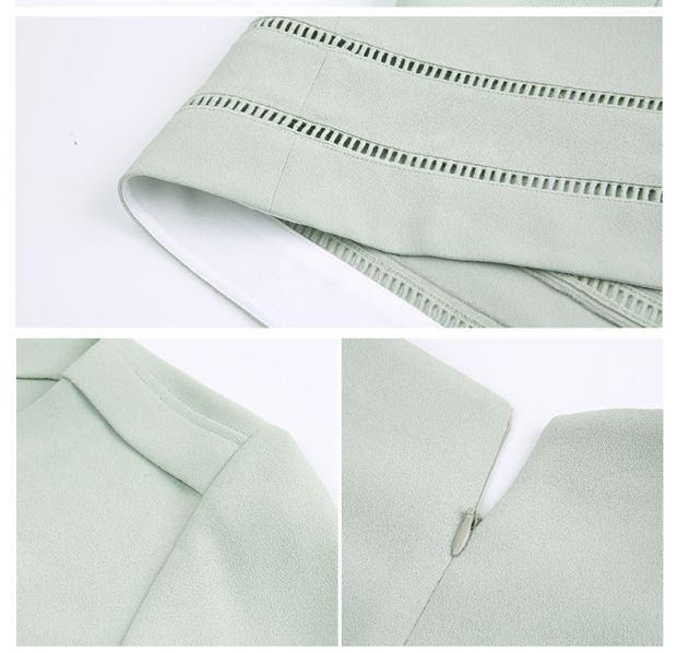 YINER音儿2017春季新款 镂空拼接短袖A字修身连衣裙8C57205120