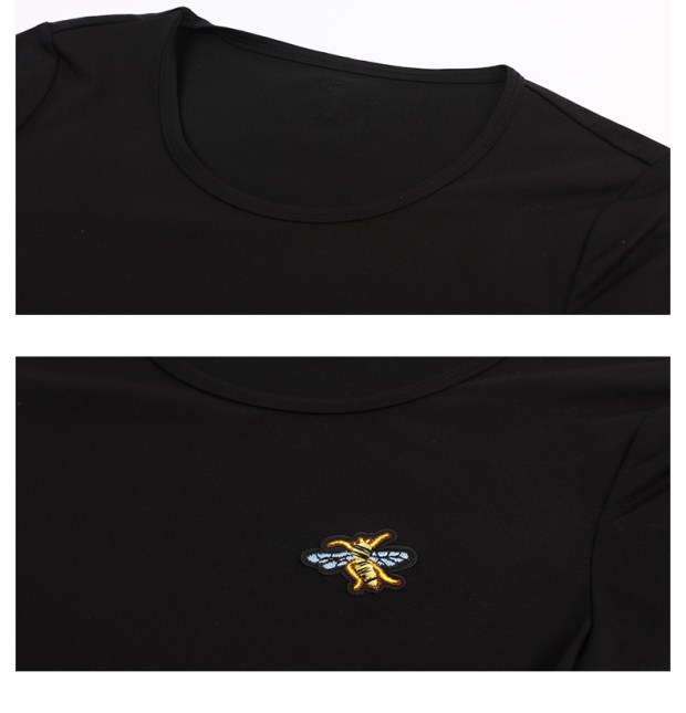 YINER音儿 2017春季新款 时尚立体装饰修身百搭T恤上衣8C57170140