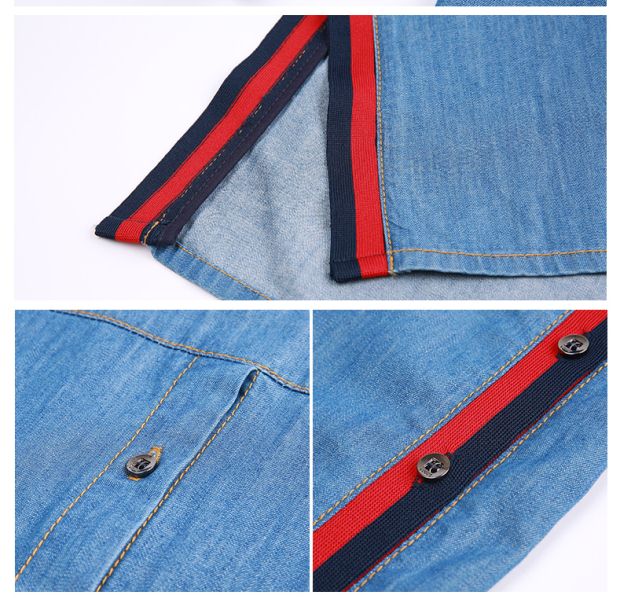 YINER音儿 2017春夏新款 时尚立领中长款百搭牛仔外套8C67130010