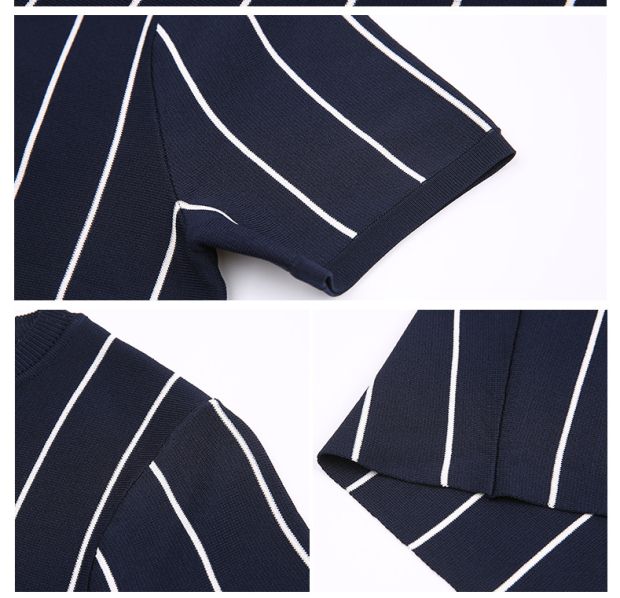 YINER音儿 2017夏季新款 时尚数字贴布条纹修身连衣裙8C57206050