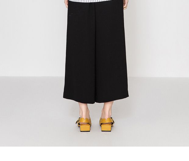 YINER音儿 2017春季新款 黑色宽松显瘦百褶阔腿长裤女8237220480