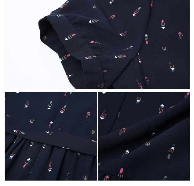 YINER音儿 2017夏季新款 优雅碎花系带收腰A字连衣裙8C57205340