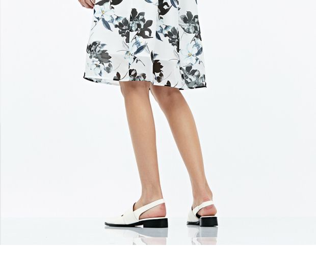 YINER音儿 2017夏季 优雅花卉印花荷叶袖修身连衣裙8C57205146