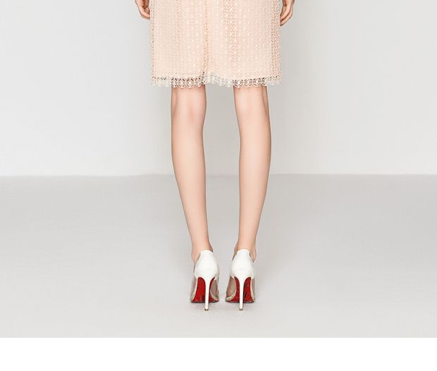 YINER音儿 2017夏季新款 气质淑女圆形勾花蕾丝连衣裙8C57205850