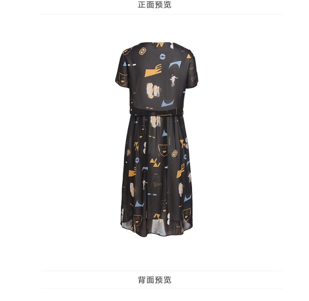 YINER音儿 2017夏季新款 时尚艺术图案印花修身连衣裙8C57205100