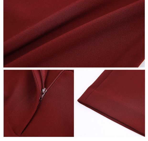 YINER音儿 2017秋季新款 酒红色直筒修身显瘦OL女裤子8C57320090