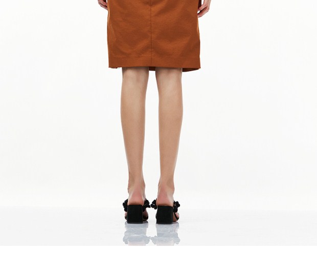 YINER音儿 2017秋季新款 条纹拼接开叉修身气质半身裙8C57350040