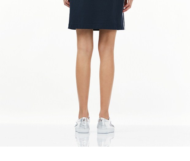 YINER音儿连衣裙秋季新款 时尚条纹修身纯色拉链连衣裙8C57305340