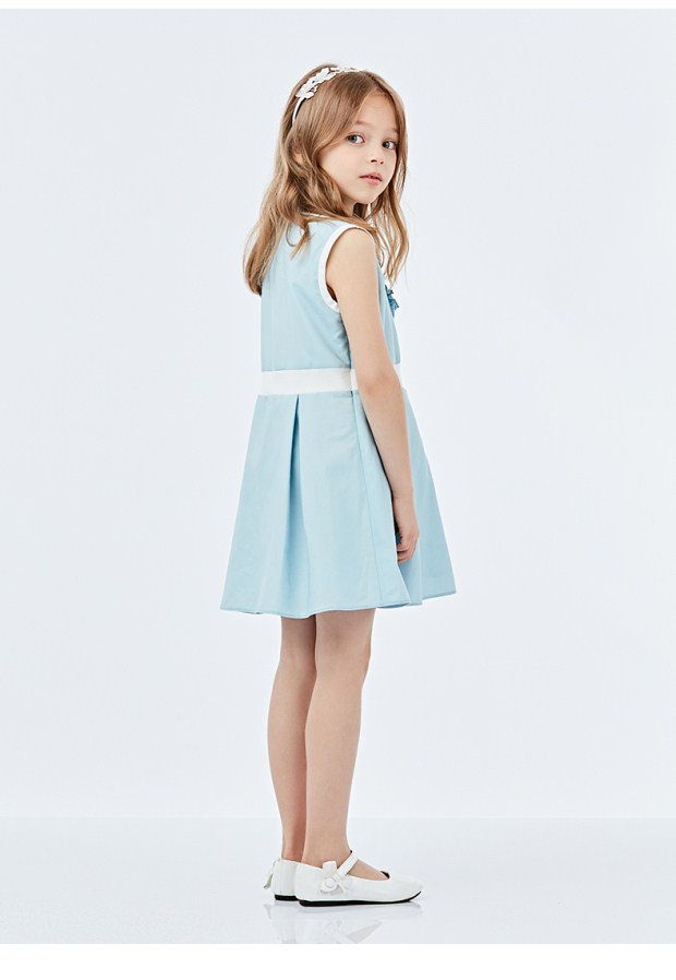 YINER音儿童装2017夏季新款 蝴蝶领纽扣无袖气质连衣裙8167205210