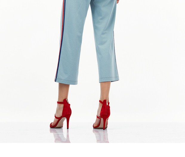 预售-音儿 2017秋季新款 侧开叉假两件修身撞色女上衣8C57370050