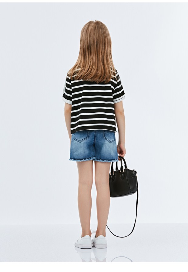 YINER音儿 2017夏季新款 时尚钉珠薄款童装女牛仔裤8167220170