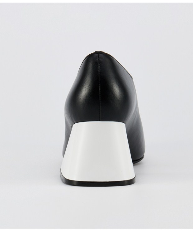 YINER音儿 2017秋季新款 时尚V口头层牛皮圆环高跟女鞋8C57392090