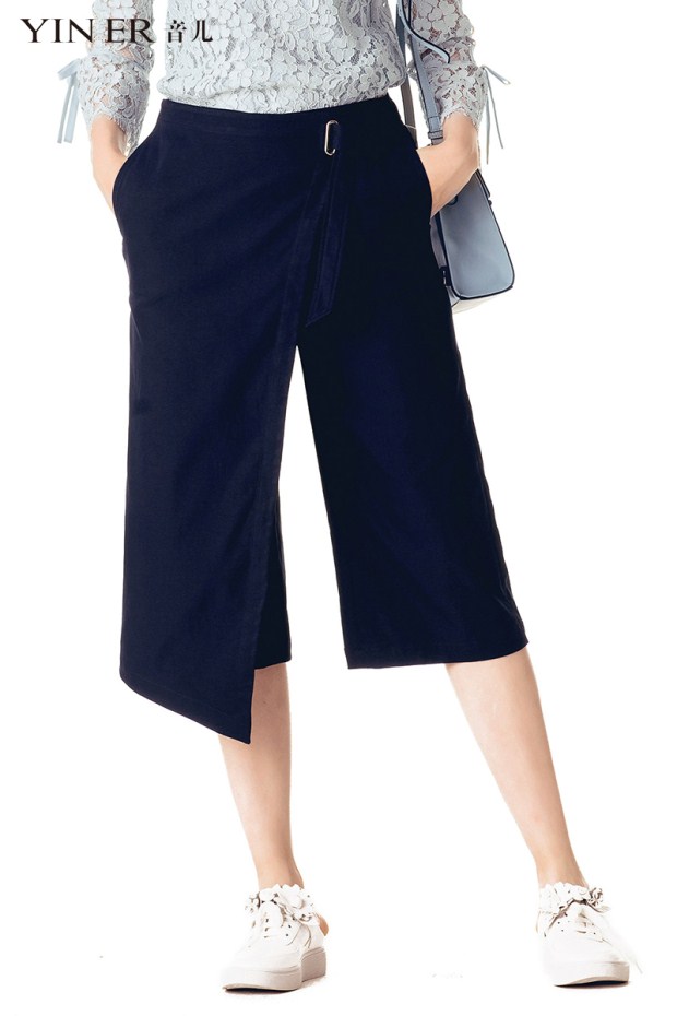 YINER音儿 2017秋季新款复古不规则开叉系带修身半身裙8C57320520