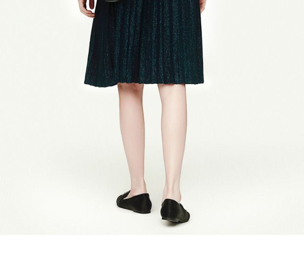 YINER音儿 2017秋季新款 时尚金丝半身裙百褶裙短裙8C57350130