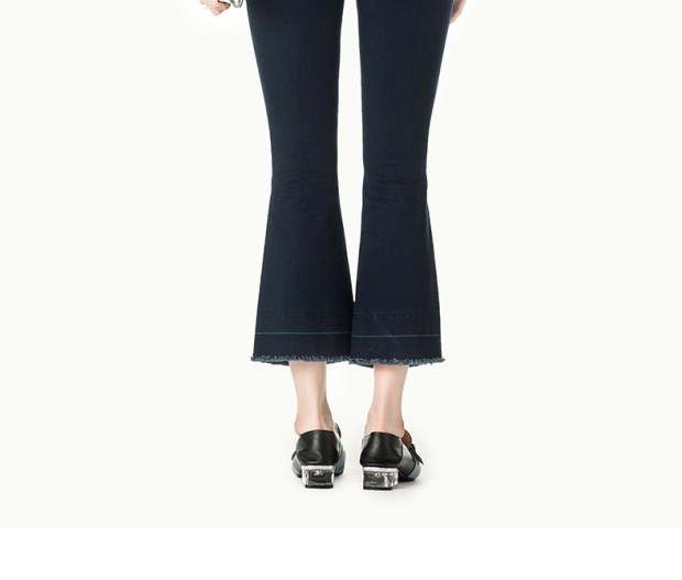 YINER音儿 2017秋季新款 时尚流苏修身显瘦喇叭牛仔裤8C57320420