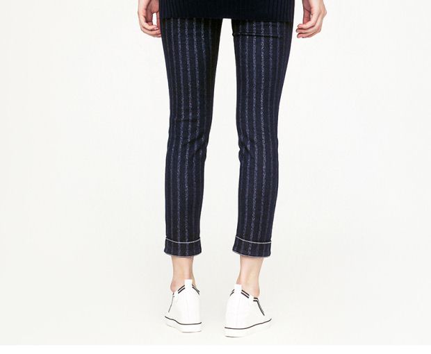 YINER音儿 2017秋季新款 时尚闪亮条纹修身铅笔裤8C57320460