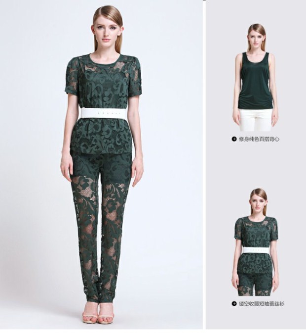 EITIE爱特爱夏装简约通勤纯色镂空柔软舒适蕾丝裤时尚百搭长裤女