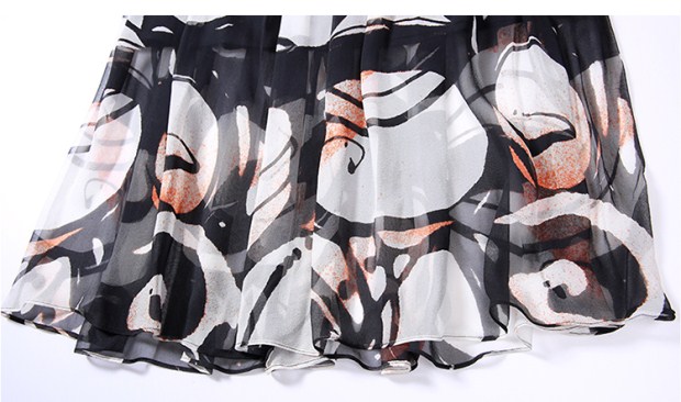 EITIE爱特爱2017夏季新款优雅浪漫法式印花透气桑蚕丝连衣裙礼服