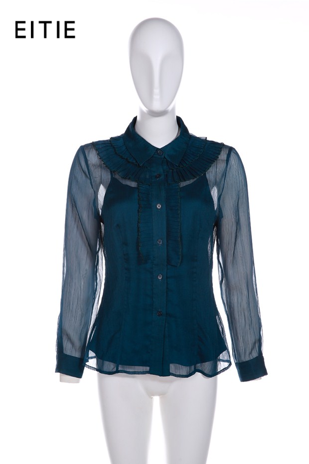 EITIE爱特爱2017秋季新款时尚百搭原创设计长袖衬衫上衣女衬衣