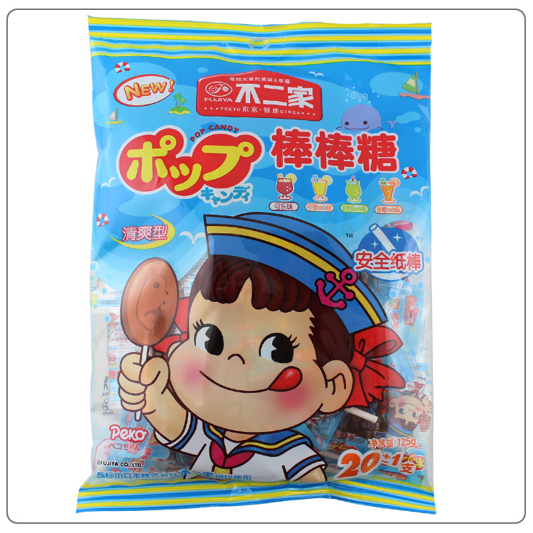 不二家清爽型棒棒糖（可乐味+柠檬soda味+香橙soda味+哈密瓜soda味）