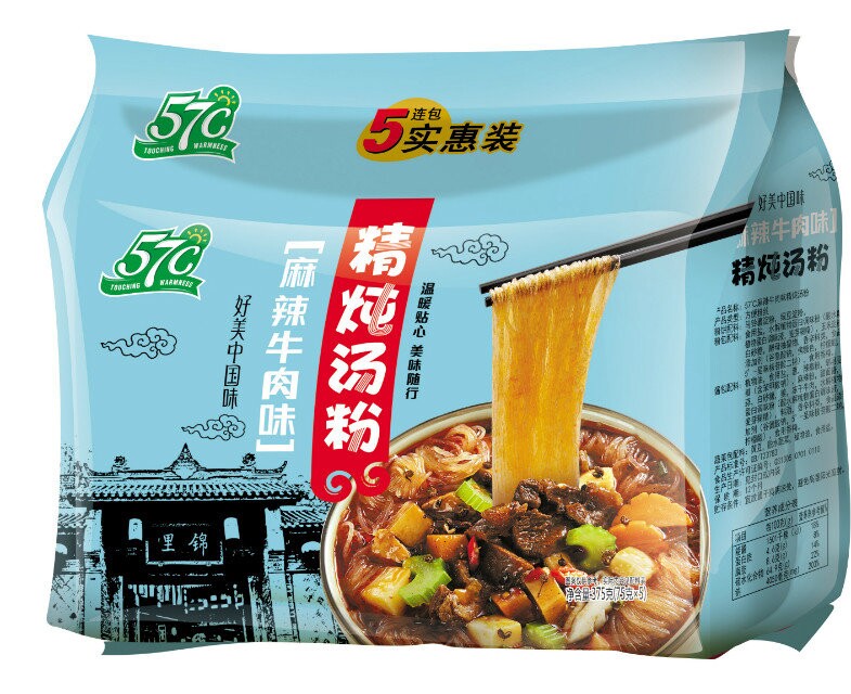 57°C麻辣牛肉味精炖汤粉（五连包）