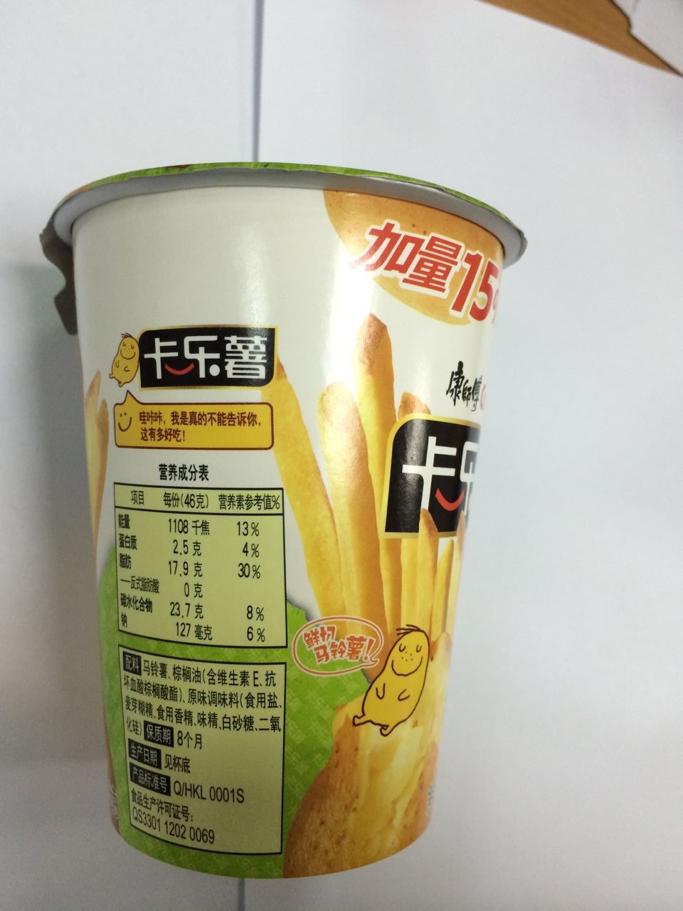 康师傅卡乐薯马铃薯条原味